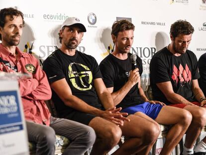 Clavet, Ivanisevic, Ferrero, Safin y Costa, durante la presentación del torneo en Marbella.