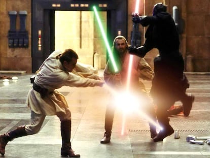 L'escena del combat de Qui-Gong i Obi-Wan contra Maul a 'L'amenaça fantasma'.