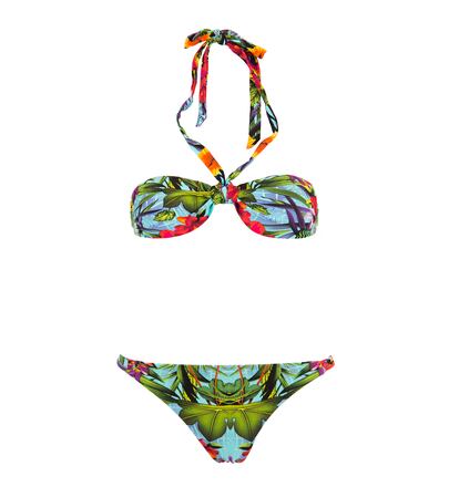 Bikini con estampado tropical, de Bershka (c.p.v).