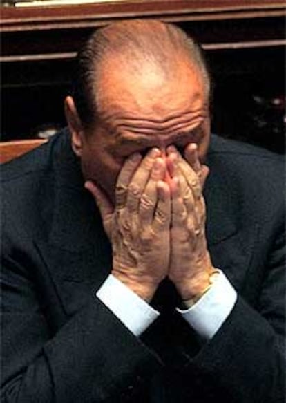 Berlusconi, ayer tras intervenir en la Cámara de Diputados italiana.
