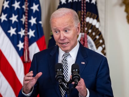 US President Joe Biden in the East Room of the White House in Washington, DC, USA, 30 October 2023.