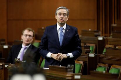 El Ministro de Asuntos Exteriores de Canadá, Francois-Philippe Champagne, habla en la Cámara de los Comunes, el pasado marzo.