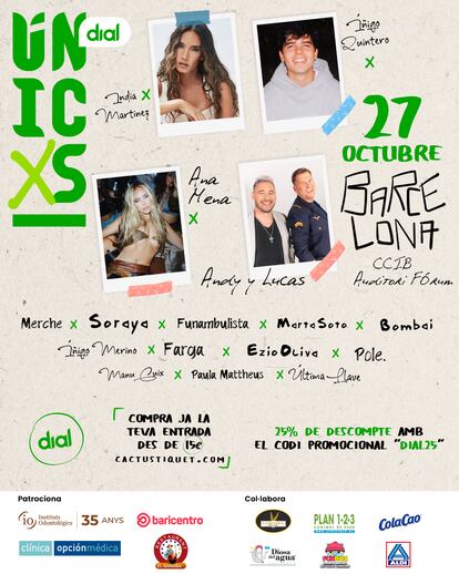 Cartel del concierto Dial Unicxs este 27 de octubre en Barcelona