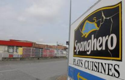 Vista del logo de la marca alimenticia Spanghero fotografiada en la fábrica de la firma cerrada en Castelnaudary, sur de Francia. EFE/Archivo