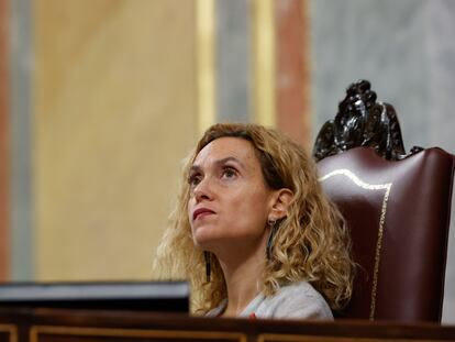 La presidenta del Congreso, Meritxell Batet, durante el pleno de este jueves.