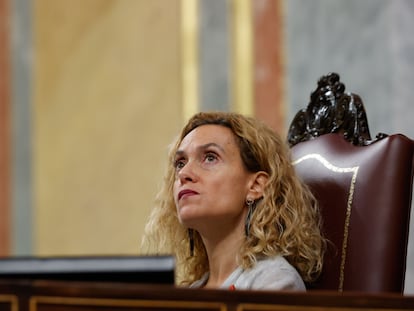 La presidenta del Congreso, Meritxell Batet, durante el pleno de este jueves.