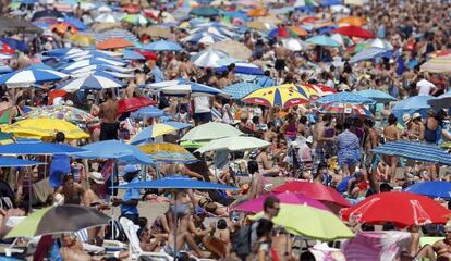 La playa de la Malvarrosa (en Valencia), el pasado fin de semana