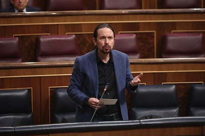 Spain's Deputy PM Pablo Iglesias in Congress on Wednesday.