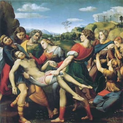 <i>El descendimiento </i> (1507), óleo sobre tabla de Rafael, perteneciente a la Galería Borghese.