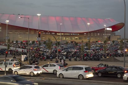 El aparcamiento disuasorio del estadio Wanda Metropolitano. 