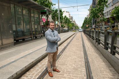 Tranvía de Jaén y el alcalde Julio Millán