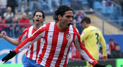 Falcao celebra un gol frente al Villarreal.