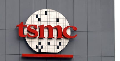 Logo de TSMC, en Tainan (Taiwán).