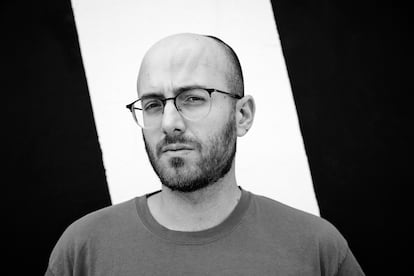 Andrés Cabrera, journalist and writer, photographed at the Matadero cultural complex in Madrid.