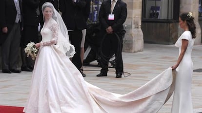 Pippa Middleton, dama de honor en la boda de su hermana Kate.