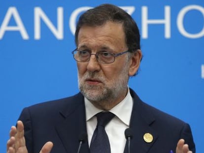 El presidente del Gobierno espa&ntilde;ol en funciones, Mariano Rajoy, durante la rueda de prensa que ha ofrecido en la cumbre del G20.