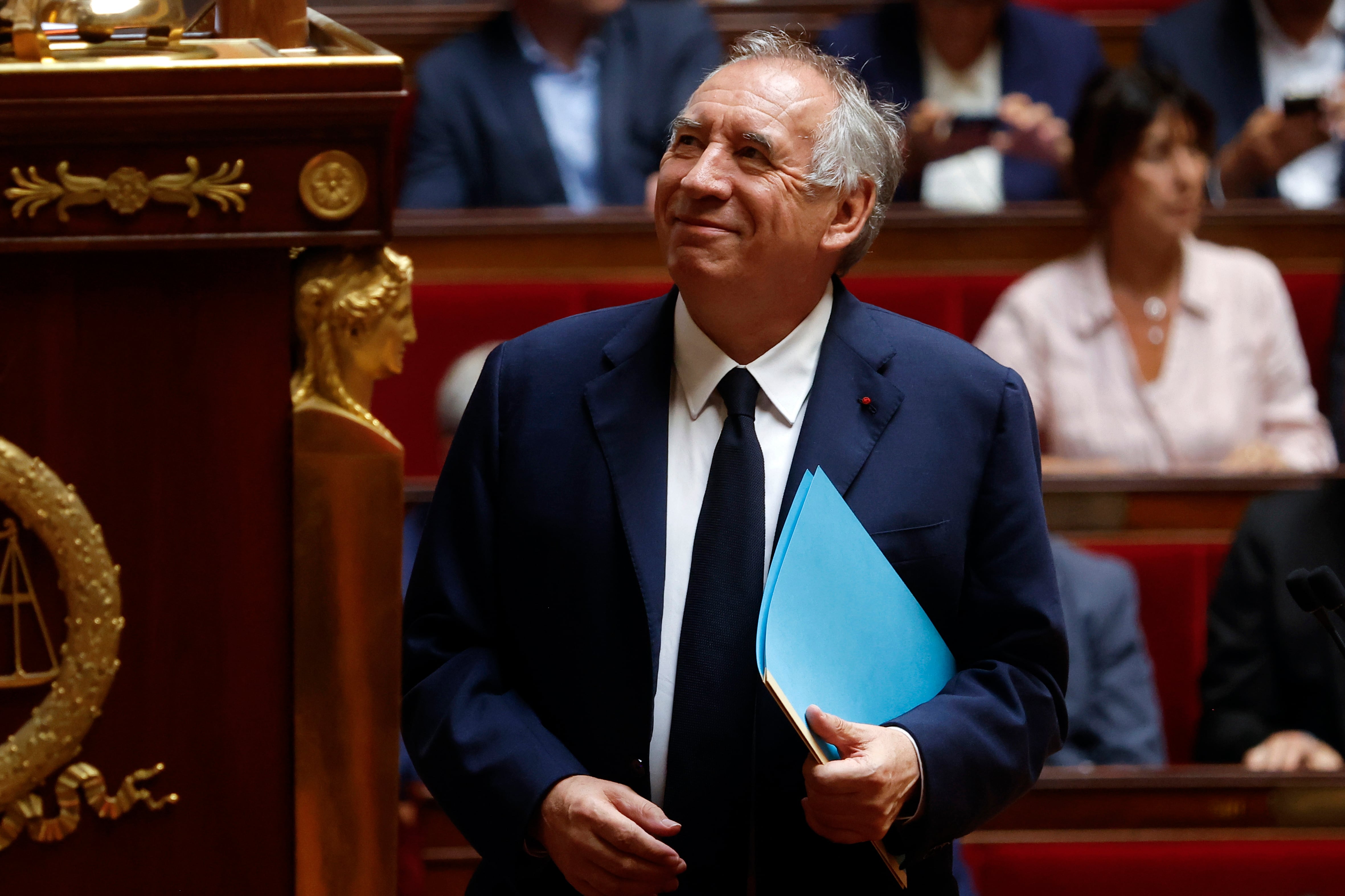 El primer ministro francés, Francois Bayrou, en la Asamblea Nacional en su moción de confianza.