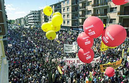 Aspecto de la manifestación llevada a cabo ayer en Ejea de los Caballeros contra el trasvase del Ebro.