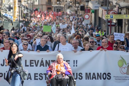 Ambiente por las calles de Jaén en defensa de la sanidad pública, este sábado. 