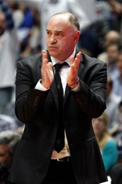 Pablo Laso, durante el partido ante Olympiacos