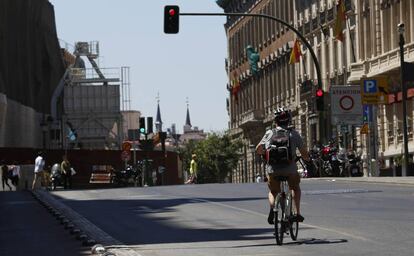 Carril bici en el centro de madrid