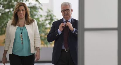 Susana Díaz y Manuel Jiménez Barrios, este martes en San Telmo.