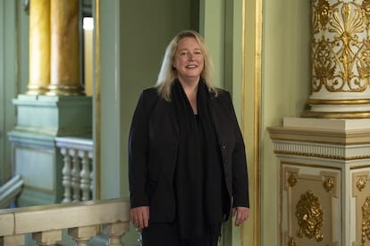 Katharina Wagner durante la presentación de 'Lohengrin' en el Liceo el miércoles.