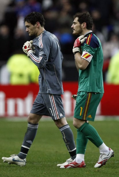 Lloris y Casillas, en el Francia-España de la semana pasada.