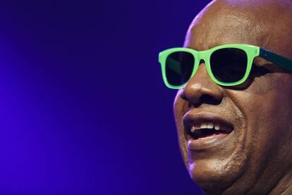 El m&uacute;sico estadounidense Stevie Wonder durante la edici&oacute;n 48&ordm; del Festival de Jazz de Mountreux en el Auditorio Stravinski en Montreux (Suiza).