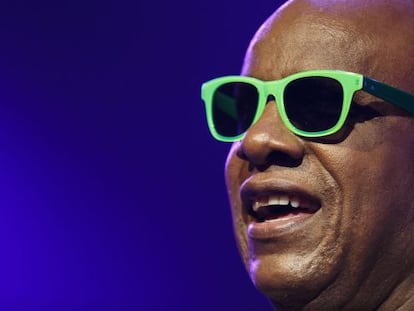 El m&uacute;sico estadounidense Stevie Wonder durante la edici&oacute;n 48&ordm; del Festival de Jazz de Mountreux en el Auditorio Stravinski en Montreux (Suiza).