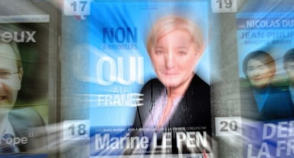 Póster electoral del partido de Le Pen, el Frente Nacional, que ganó las europeas en Francia.