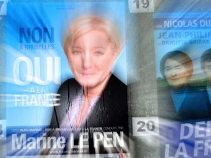 P&oacute;ster electoral del partido de Le Pen, el Frente Nacional, que gan&oacute; las europeas en Francia. 