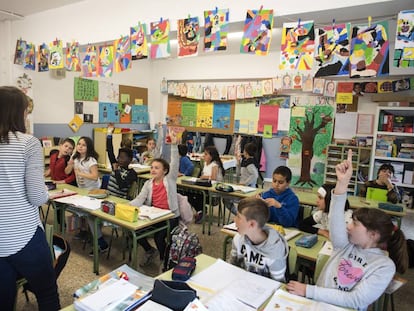 Alumnos de 4º de primaria en un aula del colegio público Antonio Mendoza de Santander