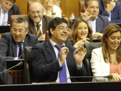 Griñán, Valderas y Díaz este jueves en el pleno del Parlamento andaluz.