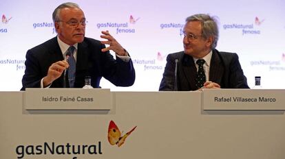 Isidro Fainé y Rafael Villaseca, presidente y consejero delegado de gas Natural.