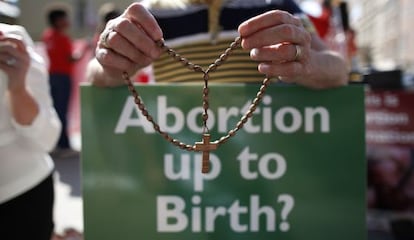 Manifestación contra el aborto este miércoles en Dublín.