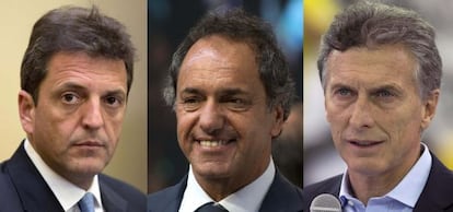 Sergio Massa, Daniel Scioli y Mauricio Macri.