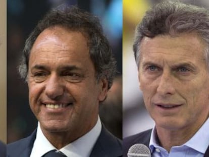 Sergio Massa, Daniel Scioli y Mauricio Macri.