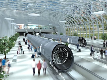 Prototipo de Hyperloop de Zeleros, que se podrá ver en la Expo de Dubái.