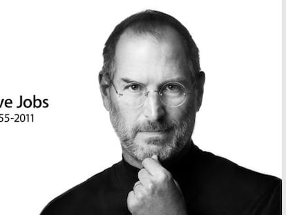 Anúncio da morte de Steve Jobs feito pela Apple.