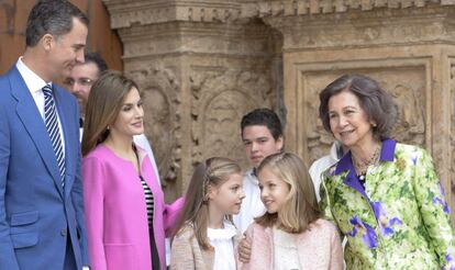 El Rey junto su familia, esta Semana Santa en Palma de Mallorca.