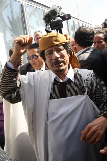 Gadafi celebra el aniversario de la porclamación del Gobierno del pueblo, ayer en Trípoli.