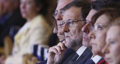 El presidente del Gobierno en funciones, Mariano Rajoy, en el recinto ferial de IFEMA.