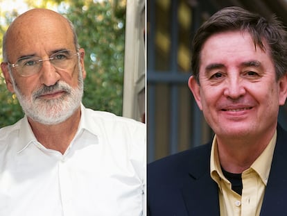 Los escritores Fernando Aramburu y Luis García Montero, dos de las nuevas firmas de EL PAÍS.