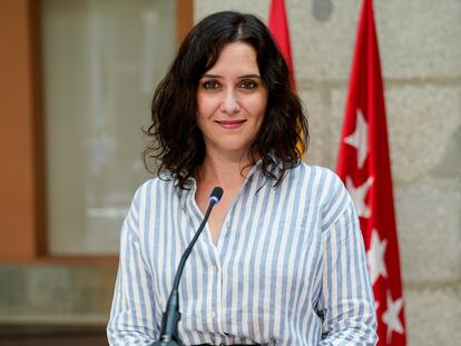 Isabel Díaz Ayuso, en una rueda de prensa el 12 de mayo de 2021, en Madrid.