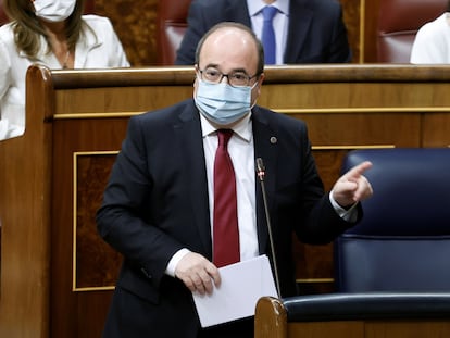 Miquel Iceta, durante la sesión de control al Gobierno el pasado miércoles en el Congreso.