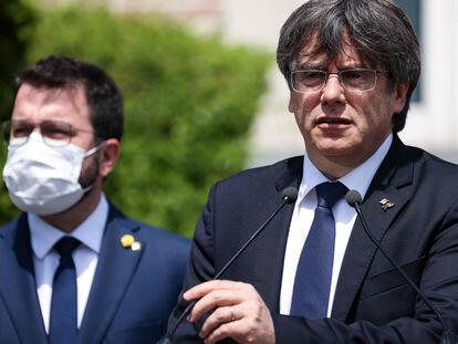 Pere Aragonès y Carles Puigdemont, en Bélgica, en una imagen de archivo.