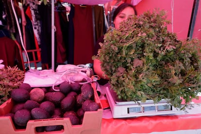 Cilantro a la venta en el mercado de Culhuacán (Ciudad de México), el 15 de junio.