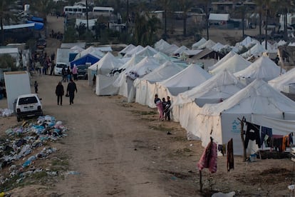 Palestinos en un campo de refugiados de Rafah, el 20 de enero.