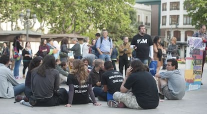 La plaza del Ayuntamiento de Valencia, durante la concentraci&oacute;n de este mi&eacute;rcoles.